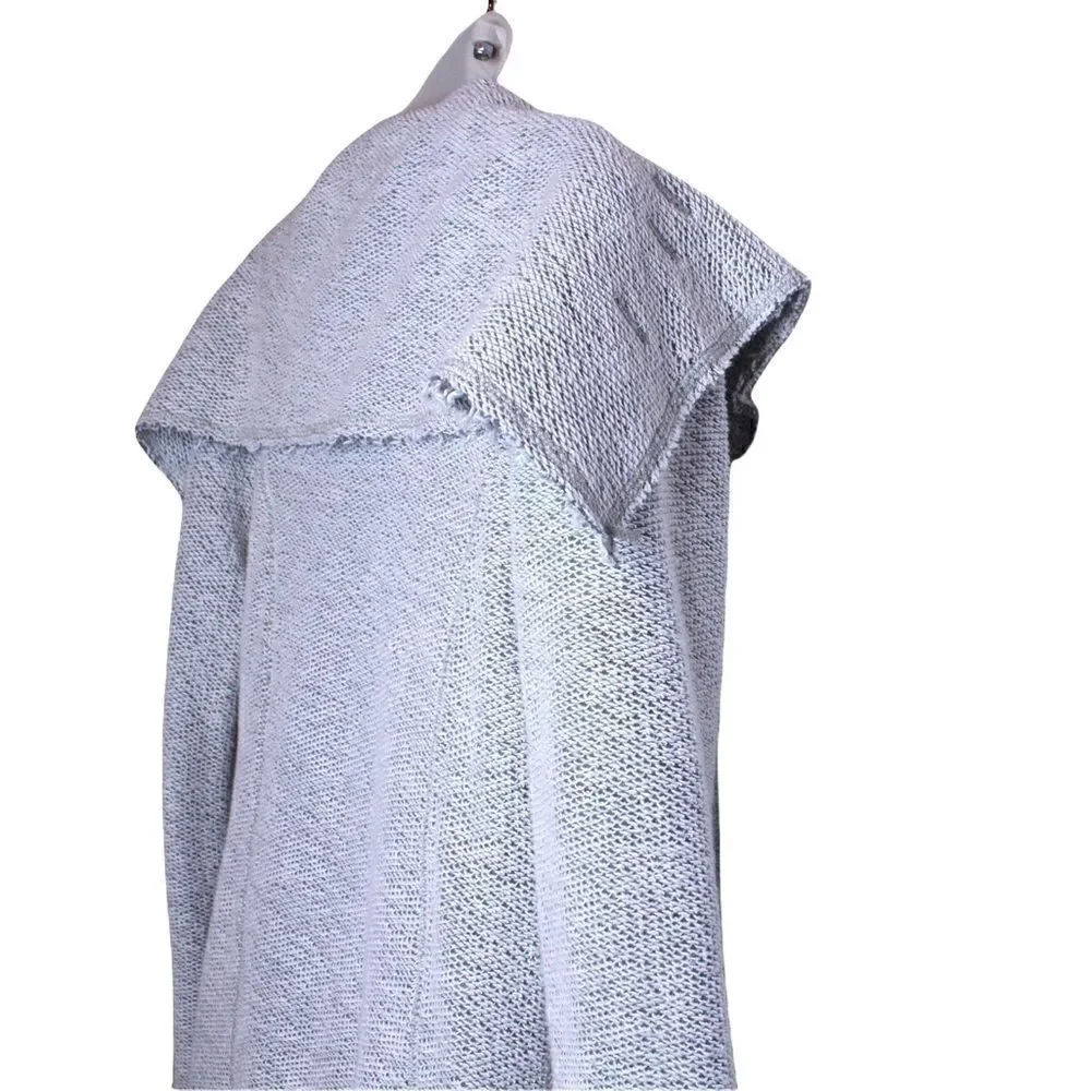 Trouble At The Mill Long Open Cardigan Sweater in Gray & White Size Small